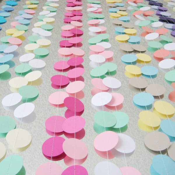 CUSTOM (Pick your  Colors) 12 ft Circle Paper Garland- Wedding, Birthday, Bridal Shower, Baby Shower, Party Decorations