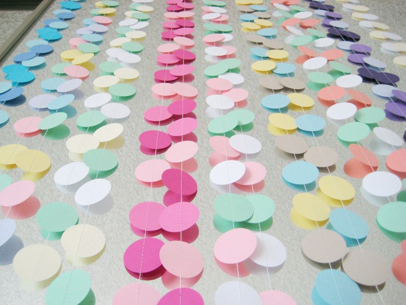 Pastel Pink, Yellow, Green, Blue, Purple 12 ft Circle Paper Garland Wedding, Birthday, Bridal Shower, Baby Shower, Party Decorations image 4