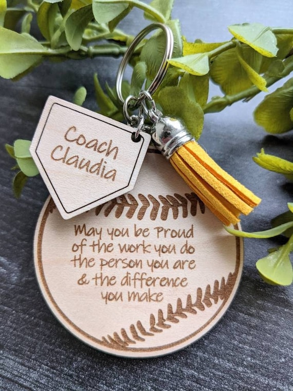 Baseball Softball Coach Keychain Personalized Gift Engraved Name
