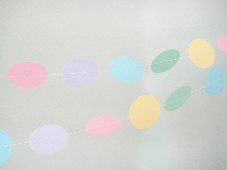 Pastel Pink, Yellow, Green, Blue, Purple 12 ft Circle Paper Garland Wedding, Birthday, Bridal Shower, Baby Shower, Party Decorations image 2