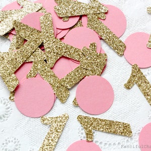 50 Gold Glitter Number One Pink Circle Confetti Die Cuts - Etsy