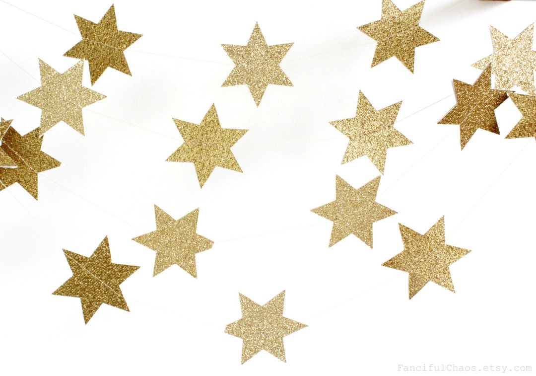 Star of David Gold Glitter Star 10 Ft Paper Garland Hanukkah - Etsy