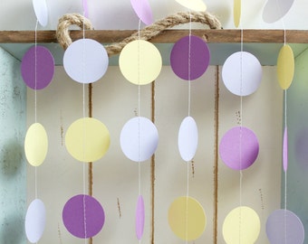 Purple, Lavender and Yellow 12 ft Circle Paper Garland- Wedding, Birthday, Bridal Shower, Baby Shower, Party Decorations