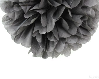 Dark Grey Tissue Paper Pom Poms- Wedding, Birthday, Bridal Shower, Baby Shower, Party Decorations, Garden Party