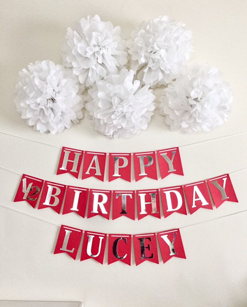 Happy 1/2 Birthday Paper Banner Bunting Garland Happy - Etsy