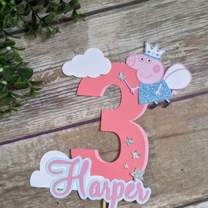 Peppa Pig Cake Topper, First Birthday, 1st Birthday, Custom Name Banner, Smash Cake, Party Decorations image 5