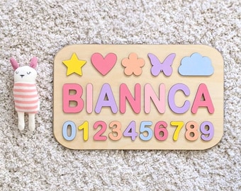 Personalized Name Puzzle, Baby Gift, Baby Shower Gift, Nursery Decor, Wooden Toys, Toddler Gift, First Birthday Gift, Custom Wood Name Sign