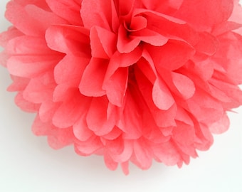 Island Pink Tissue Paper Pom Poms- Wedding, Birthday, Bridal Shower, Baby Shower, Party Decorations, Garden Party