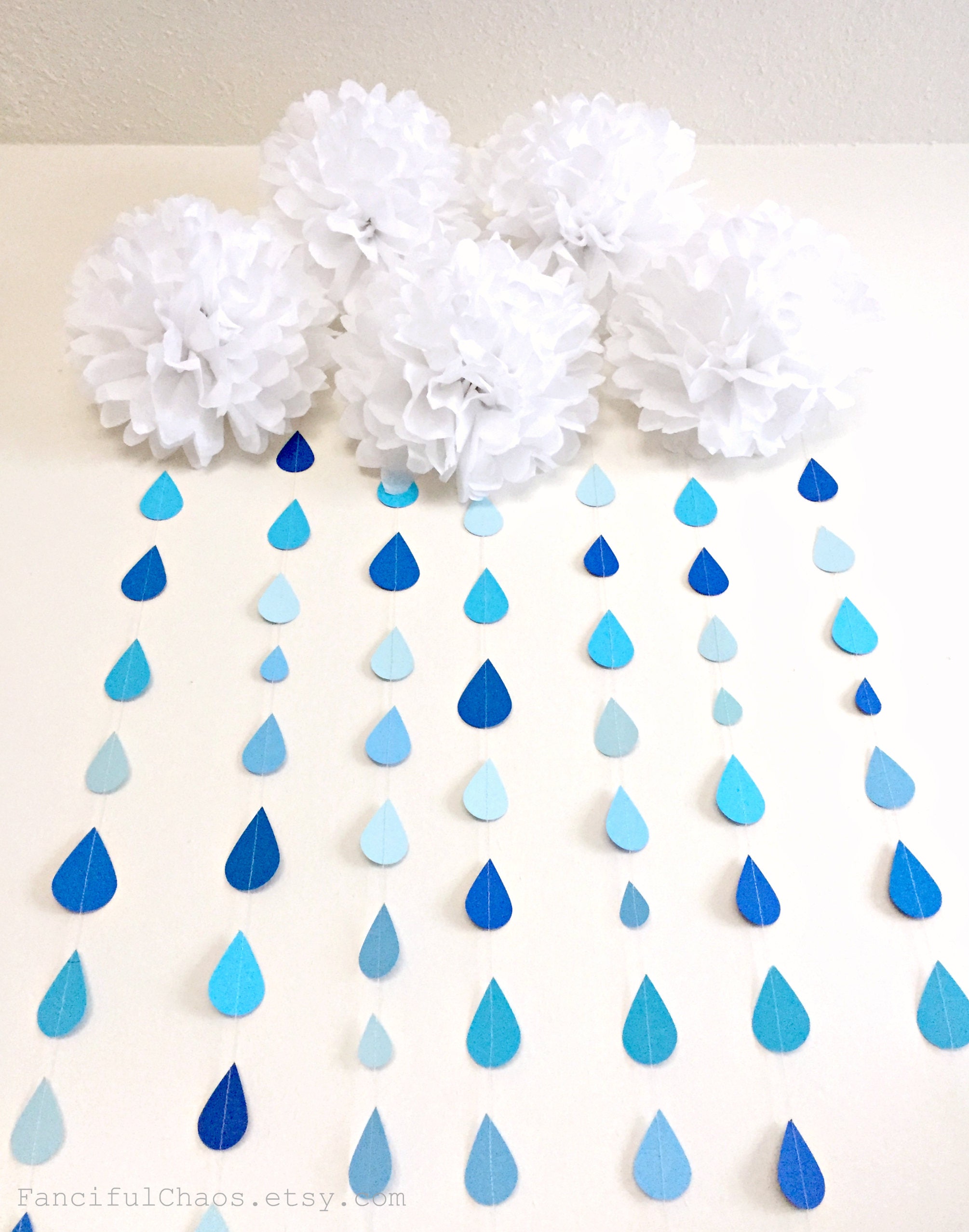 Baby Sprinkle Decorations, Raindrop Garland, Raindrop Nursery