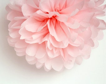 Light Pink Tissue Paper Pom Poms- Wedding, Birthday, Bridal Shower, Baby Shower, Party Decorations, Garden Party