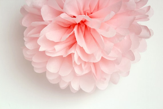 Light Pink Tissue Paper Pom Poms Wedding, Birthday, Bridal Shower