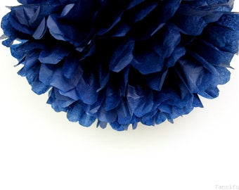 Navy Blue Tissue Paper Pom Poms- Wedding, Birthday, Bridal Shower, Baby Shower, Party Decorations, Garden Party