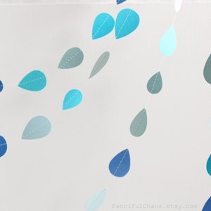 Blue Rain Drops Shower 10 ft Paper Garland Wedding, Birthday, Bridal Shower, Baby Shower, Party Decorations image 4