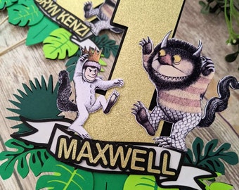 Where the Wild Things are Cake Topper, Custom Name Banner, Smash Cake Topper, Baby 1st Birthday, Wild One First Birthday Party Decorations