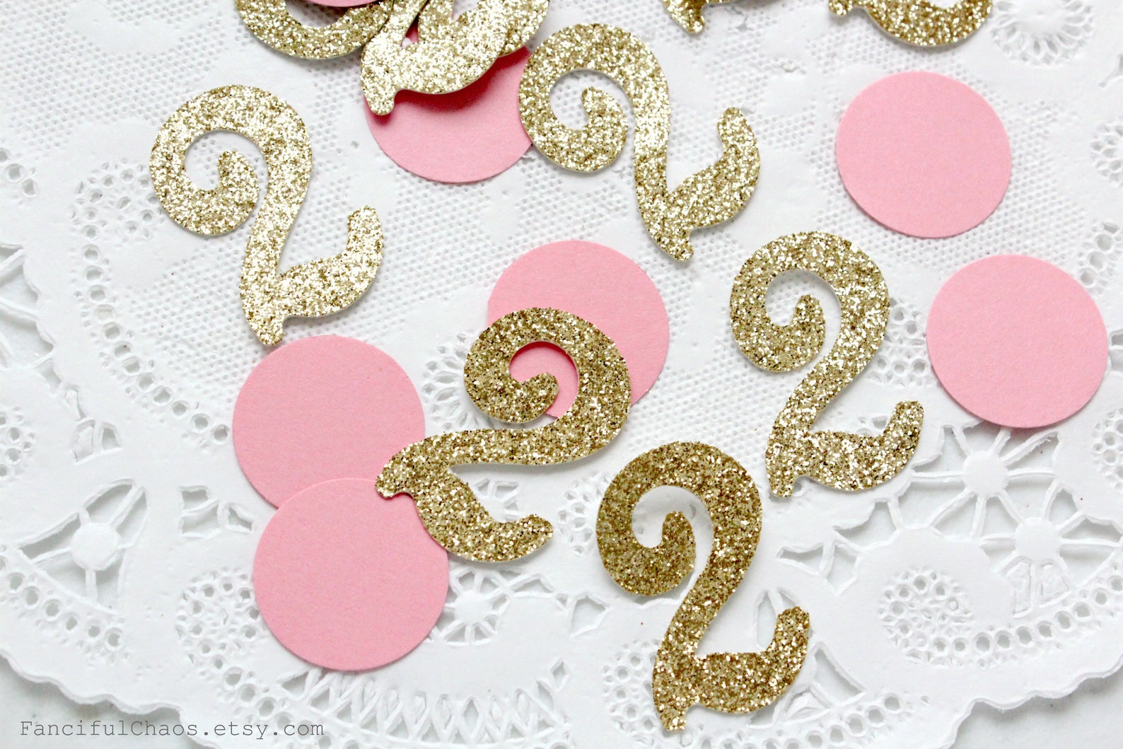 50 Gold Glitter Number One Pink Circle Confetti Die Cuts | Etsy