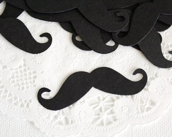 50 Black Mustache Die cuts punches cardstock 2 1/4 inch -Scrapbook, cards, embellishment, confetti