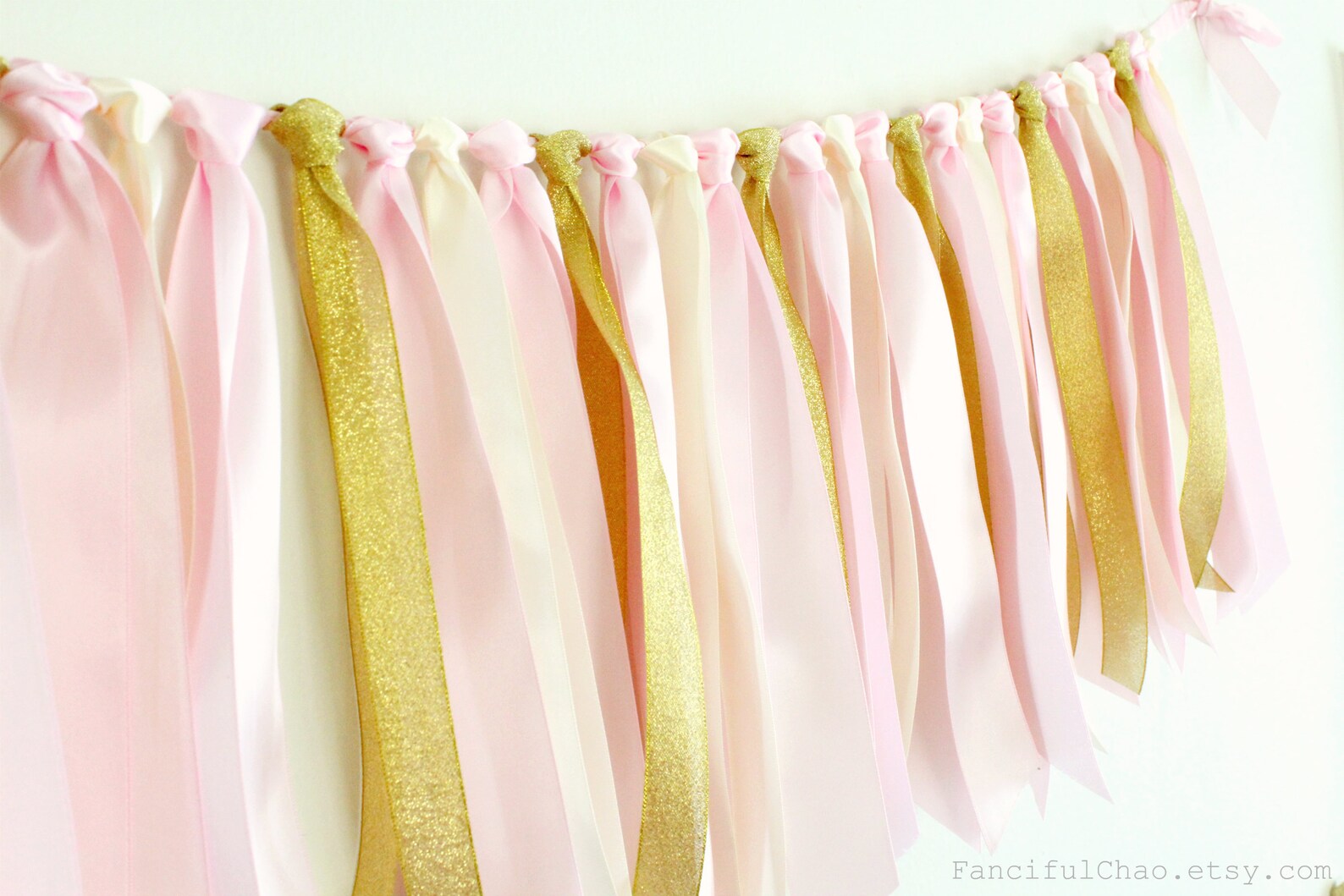 Pink Ivory Cream and Gold Ribbon Tassel Garland Wedding Etsy