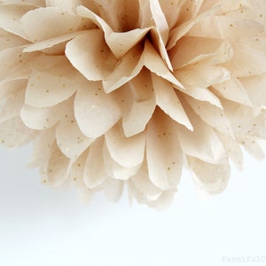 Sand Beige Gold Glitter Tissue Paper Pom Poms- Wedding, Birthday, Bridal Shower, Baby Shower, Party Decorations, Garden Party