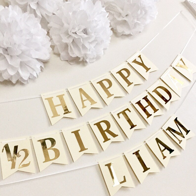 Happy 1/2 Birthday Paper Banner Bunting Garland Happy - Etsy