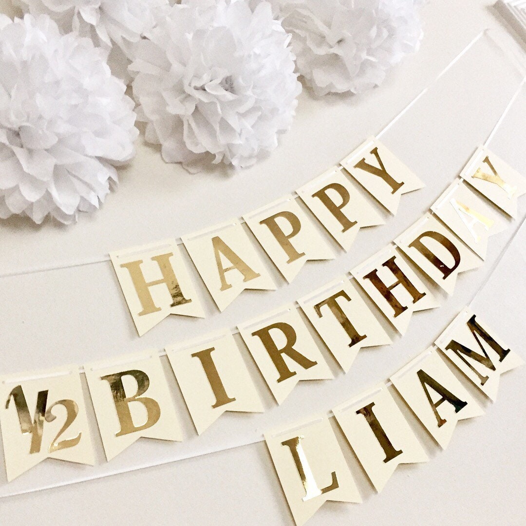 Happy 1/2 Birthday Paper Banner Bunting Garland Happy | Etsy