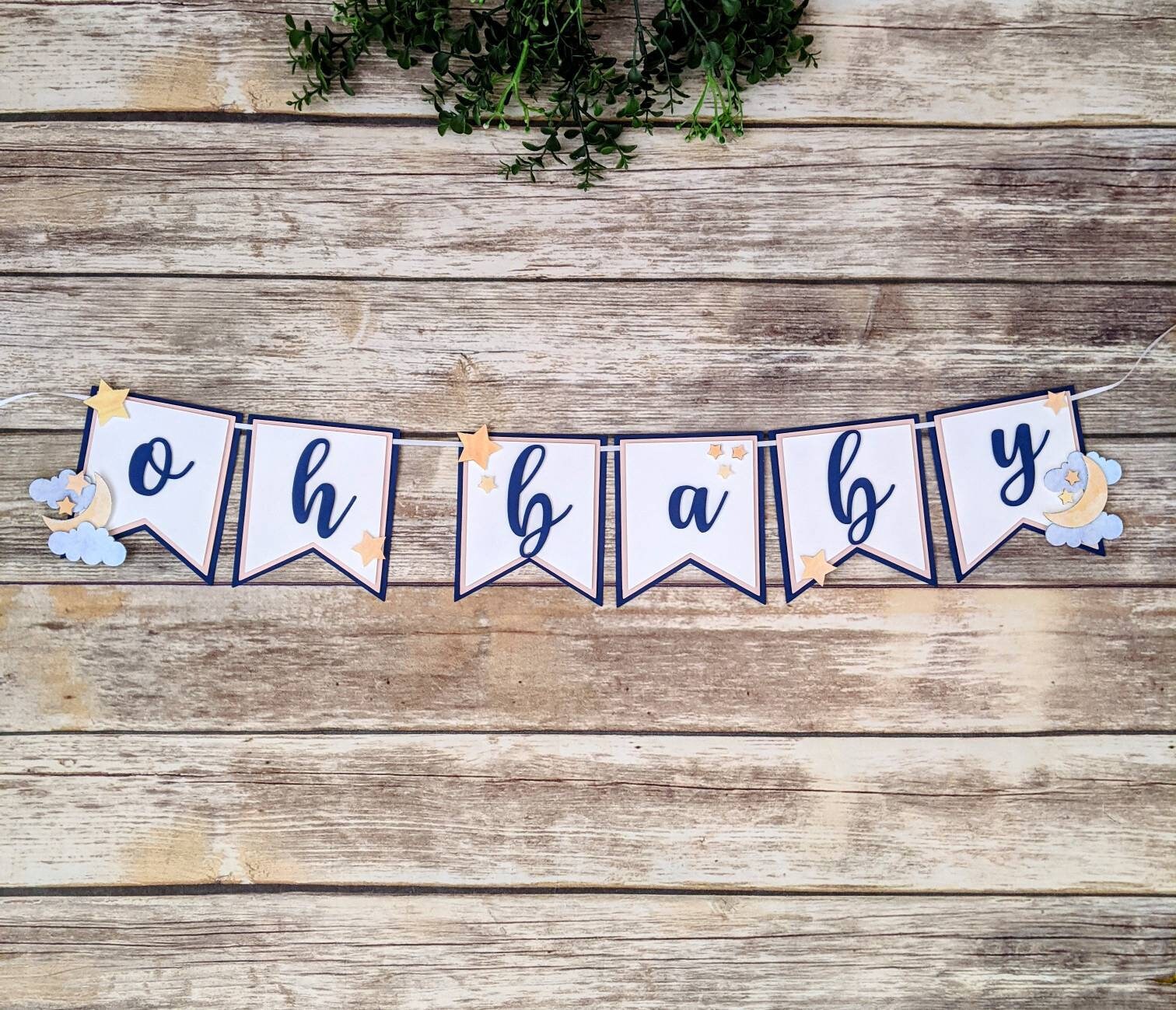 Baby Shower Paper Banner Bunting Garland Oh Baby Sign Baby Shower Banner Its a Girl Sky Theme Party Decor Moon Star Cloud
