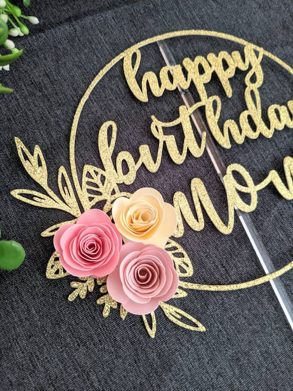 Happy Birthday MOM Cake Topper Happy Birthday Mama Momma Etsy