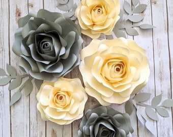 Paper Flower, Paper Roses, Paper Floral, Baby Nursery Room Decor, Over Crib, Girls Bedroom Wall Decor, Floral Backdrop, Baby Shower, Wedding
