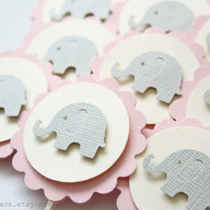 24 Baby Elephant Cupcake Toppers, Girl Baby Shower, Birthday, Party Decorations image 5