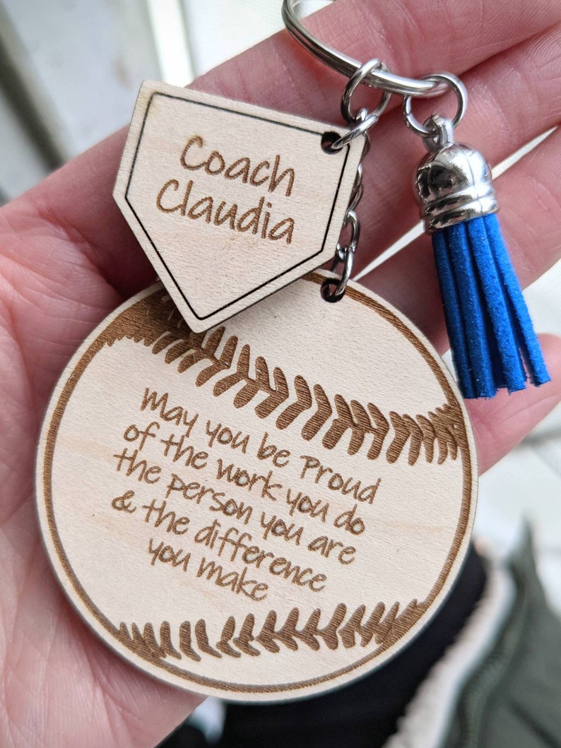 Baseball Softball Coach Keychain Personalized Gift Engraved Etsy