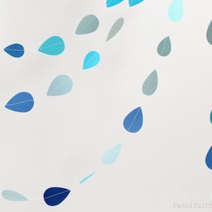 Blue Rain Drops Shower 10 ft Paper Garland Wedding, Birthday, Bridal Shower, Baby Shower, Party Decorations image 1