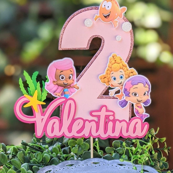 Bubble Guppies Cake Topper, First Birthday, 1st Birthday, Custom Name Banner, Smash Cake, Cake Decoration, Kids Party Decorations