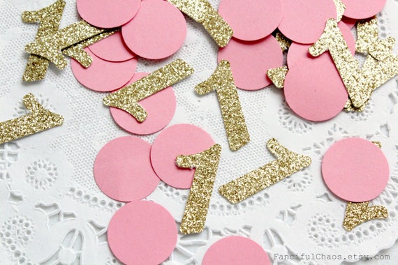 Flamingo Tropical Leaf Circle Confetti Die cuts- Baby Shower embellishment Luau party table decoration 1st birthday