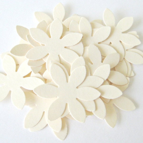 50 CREAM Flower Die cuts punches cardstock 1 inch -Scrapbook, cards, embellishment, confetti