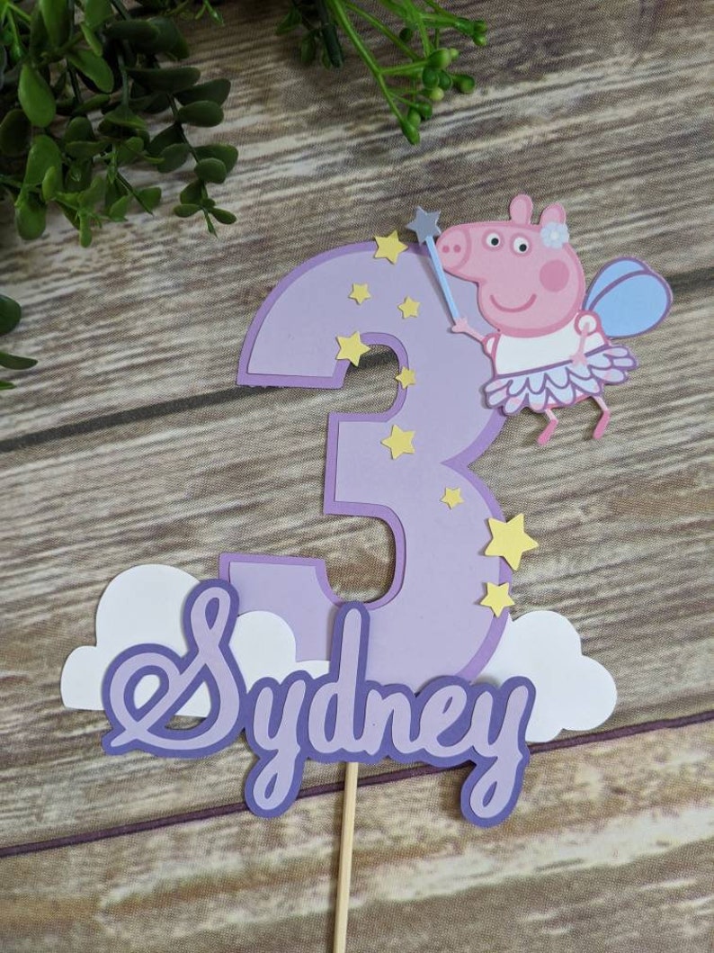 Peppa Pig Cake Topper, First Birthday, 1st Birthday, Custom Name Banner, Smash Cake, Party Decorations image 4