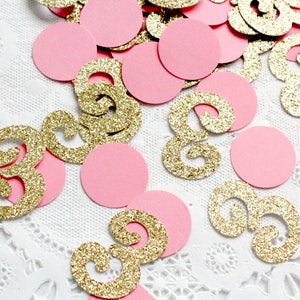 50 Gold Glitter Number One Pink Circle Confetti Die Cuts - Etsy