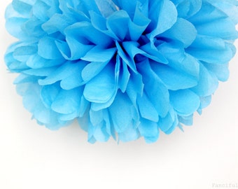 Pacific Blue Tissue Paper Pom Poms- Wedding, Birthday, Bridal Shower, Baby Shower, Party Decorations, Garden Party