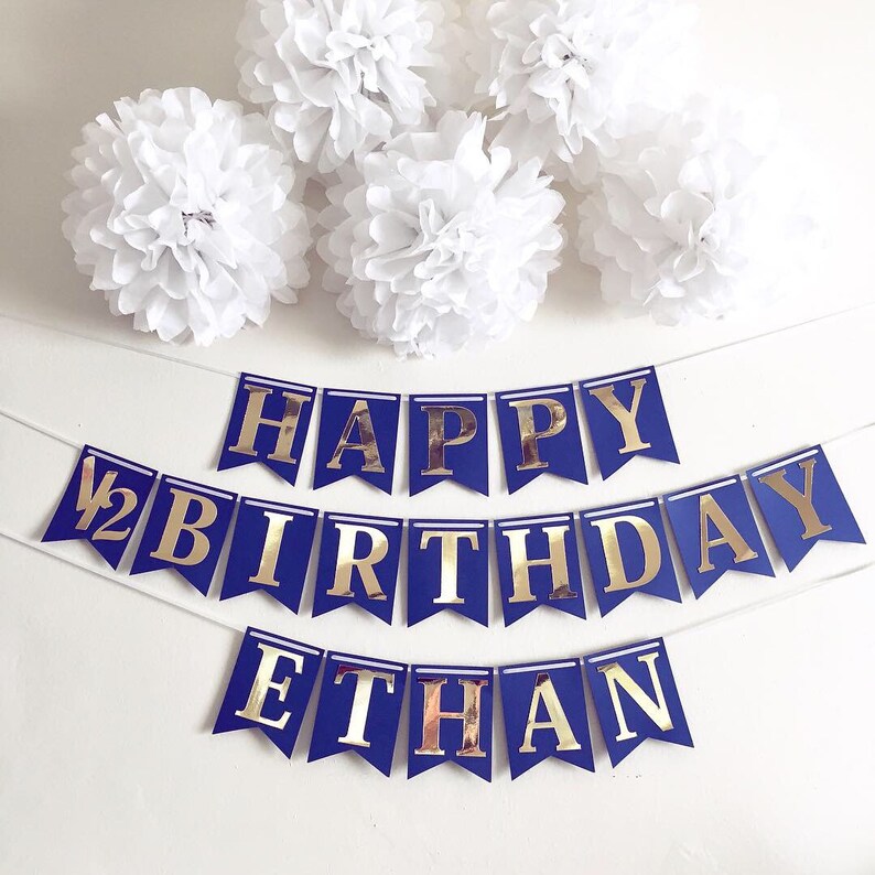 Happy 1/2 Birthday Paper Banner Bunting Garland Happy - Etsy