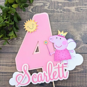 Peppa Pig Cake Topper, First Birthday, 1st Birthday, Custom Name Banner, Smash Cake, Party Decorations image 2