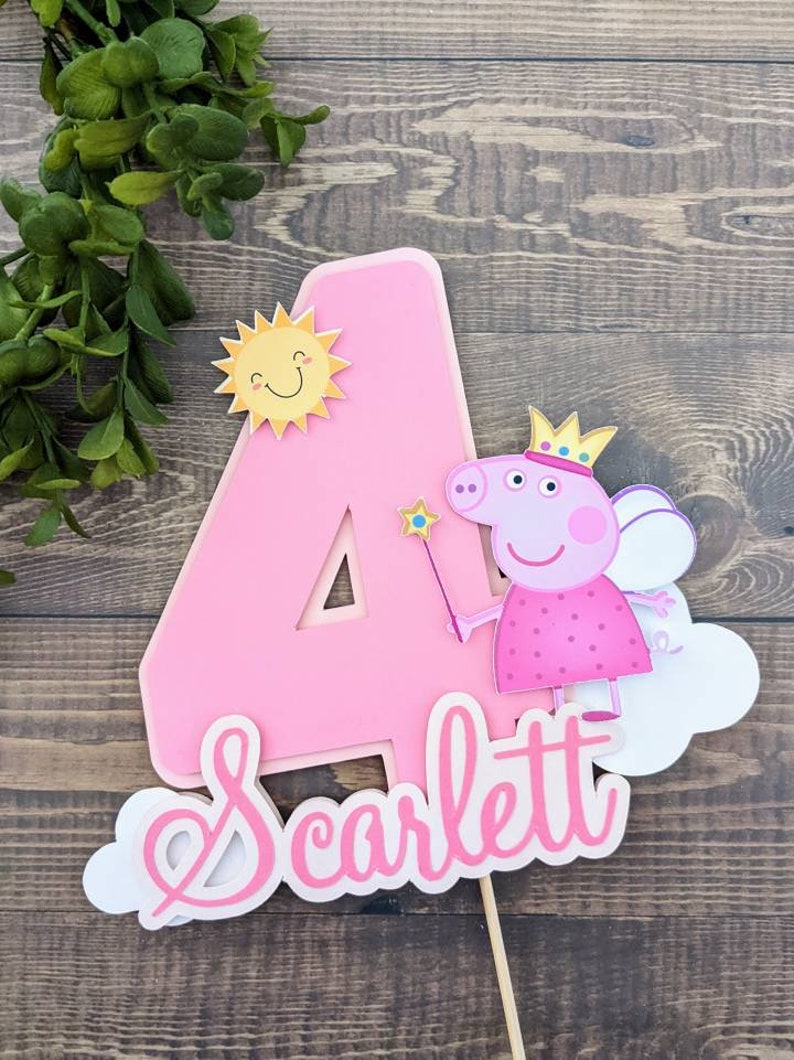 Peppa Pig Cake Topper, First Birthday, 1st Birthday, Custom Name Banner, Smash Cake, Party Decorations image 2