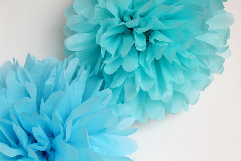 Aqua Tissue Paper Pom Poms Wedding Birthday Bridal Shower Etsy