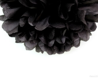 Black Tissue Paper Pom Poms- Wedding, Birthday, Bridal Shower, Baby Shower, Party Decorations, Garden Party