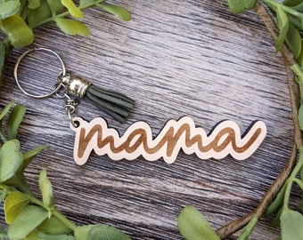 Mama Keychain, Personalized Gift, Engraved Wood Keychains, Mommy Gifts, Momma Gifts, Mom Gift, Baby Shower Gift, Stocking Stuffers