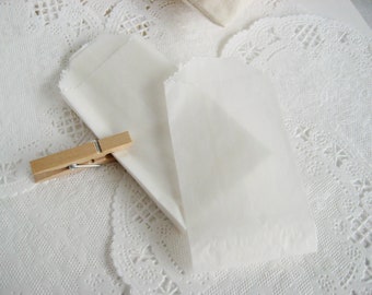100 mini White Glassine Paper Bags 2X3.5 inch