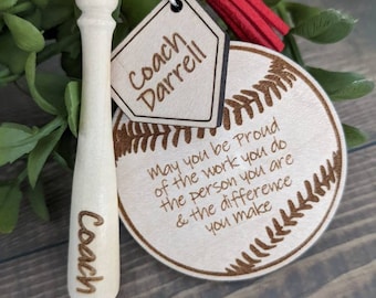 Baseball Softball Coach Keychain, Personalized Gift, Engraved Name Keychains, Mentor, Coaches Appreciation, sports coach, Thank you Gifts