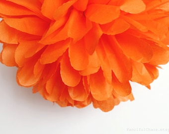 Orange Tissue Paper Pom Poms- Wedding, Birthday, Bridal Shower, Baby Shower, Party Decorations, Garden Party