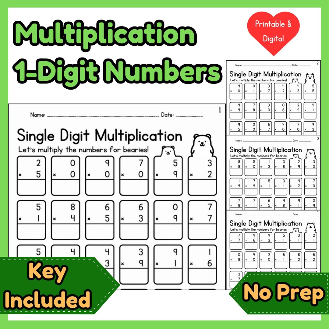 Single Digit Multiplication Facts Practice Worksheets L 20 Pages With ...