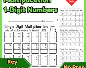 Single Digit Multiplication Facts Practice Worksheets l 20 Pages with Answers Key (No Prep)