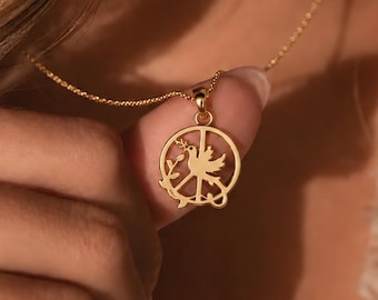 Dove Necklace, Peace Pendant, Gold Dove Jewelry, Faith Necklace, Baptism Gift, Confirmation Gift, Communion Gift, Christian Jewelry