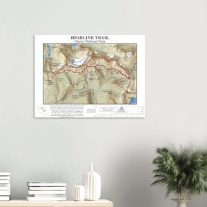 Glacier National Park Trail Map – Highline Trail – Montana Hiking Wall Art Poster
