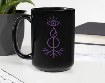 Spirituelle Tasse mit Siegel, geerdete offene Kaffeetasse, Boho Hexe Geschenk
